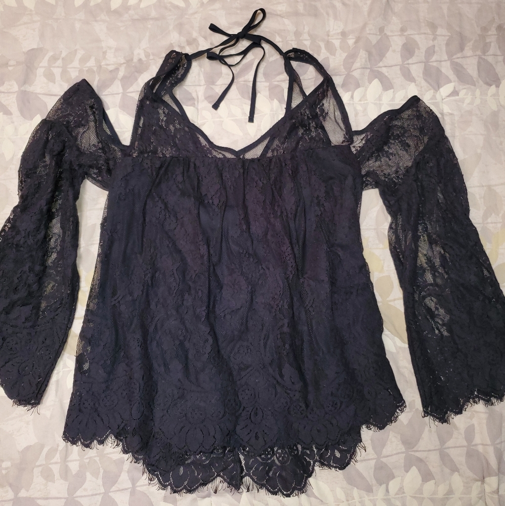 NEW Abercrombie Navy Cold Shoulder Shirt